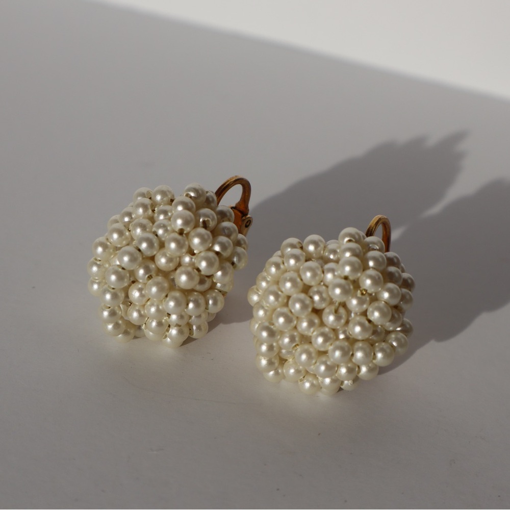 Vintage Pearl Cluster ClipOn Earrings